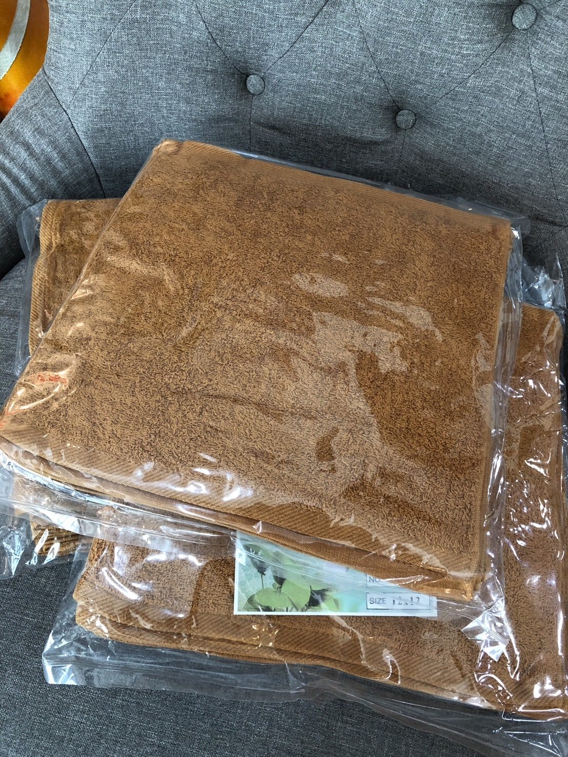 ผ้าเช็ดมือ 30x30 cm สีน้ำตาล (แพ็ค 12 ผืน)